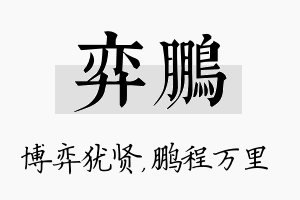 弈鹏名字的寓意及含义