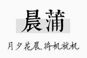 晨蒲名字的寓意及含义