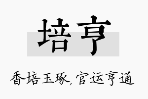 培亨名字的寓意及含义