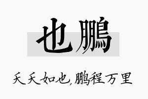 也鹏名字的寓意及含义