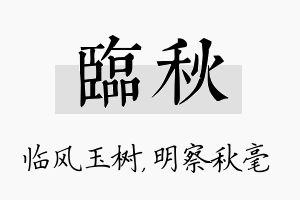 临秋名字的寓意及含义