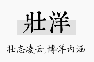 壮洋名字的寓意及含义