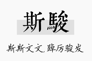 斯骏名字的寓意及含义