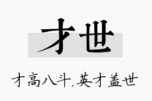 才世名字的寓意及含义