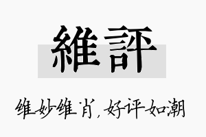 维评名字的寓意及含义