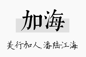 加海名字的寓意及含义