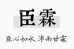 臣霖名字的寓意及含义