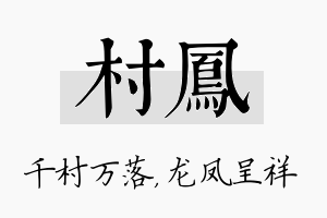 村凤名字的寓意及含义