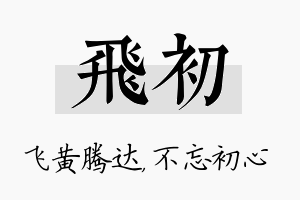 飞初名字的寓意及含义