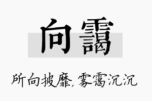 向霭名字的寓意及含义