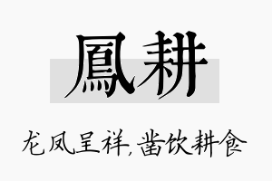 凤耕名字的寓意及含义