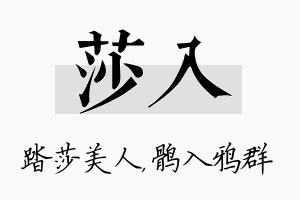 莎入名字的寓意及含义