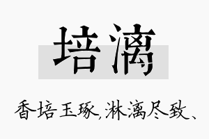 培漓名字的寓意及含义