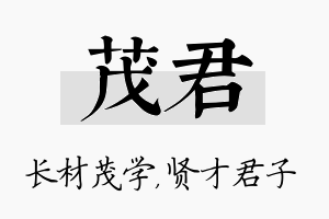 茂君名字的寓意及含义