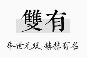 双有名字的寓意及含义