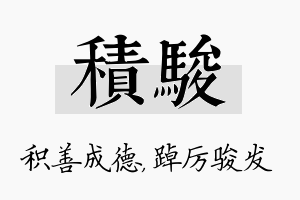 积骏名字的寓意及含义