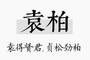 袁柏名字的寓意及含义