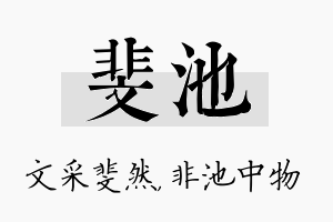 斐池名字的寓意及含义