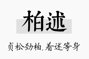 柏述名字的寓意及含义