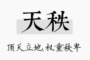 天秩名字的寓意及含义