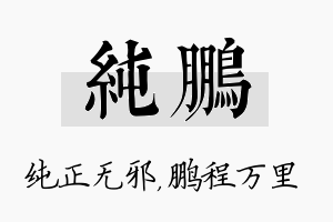 纯鹏名字的寓意及含义