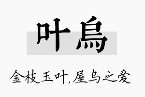 叶乌名字的寓意及含义