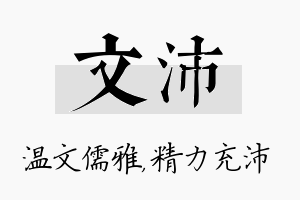 文沛名字的寓意及含义