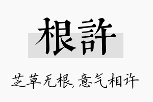 根许名字的寓意及含义