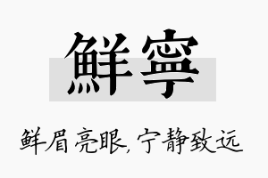 鲜宁名字的寓意及含义