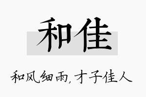 和佳名字的寓意及含义