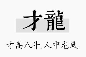 才龙名字的寓意及含义