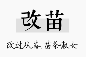 改苗名字的寓意及含义