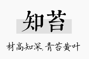 知苔名字的寓意及含义