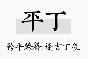 平丁名字的寓意及含义