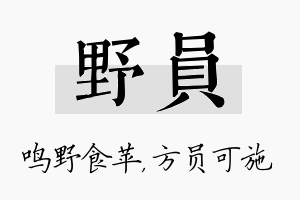 野员名字的寓意及含义