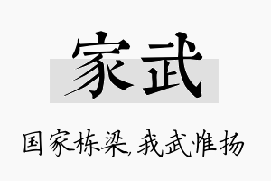 家武名字的寓意及含义