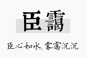 臣霭名字的寓意及含义