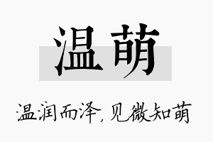 温萌名字的寓意及含义