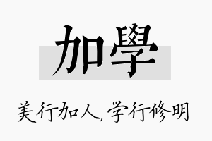 加学名字的寓意及含义