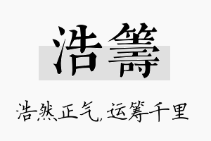 浩筹名字的寓意及含义