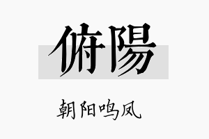 俯阳名字的寓意及含义