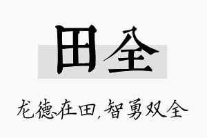 田全名字的寓意及含义