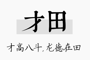 才田名字的寓意及含义