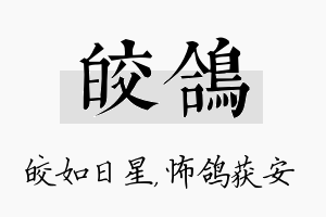 皎鸽名字的寓意及含义