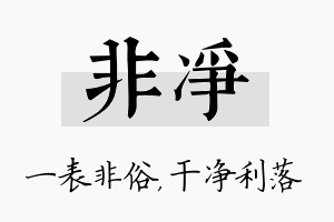 非净名字的寓意及含义