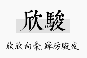 欣骏名字的寓意及含义