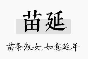 苗延名字的寓意及含义