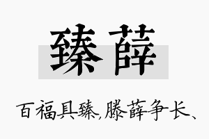 臻薛名字的寓意及含义