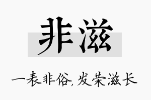 非滋名字的寓意及含义