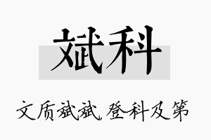 斌科名字的寓意及含义